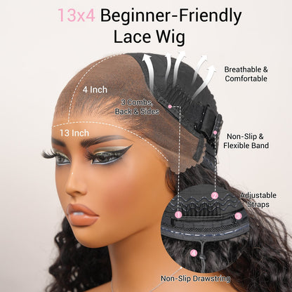 Geeta Hair $179 26Inch Curly 13x4 Lace Front Wig 100% Virgin Human Hair Wigs Black Curly Hair Pre Plucked Hairline